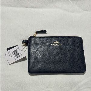Coach Navy Blue Leather Wristlet